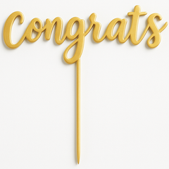 Metallic Gold Congrats Cake Topper