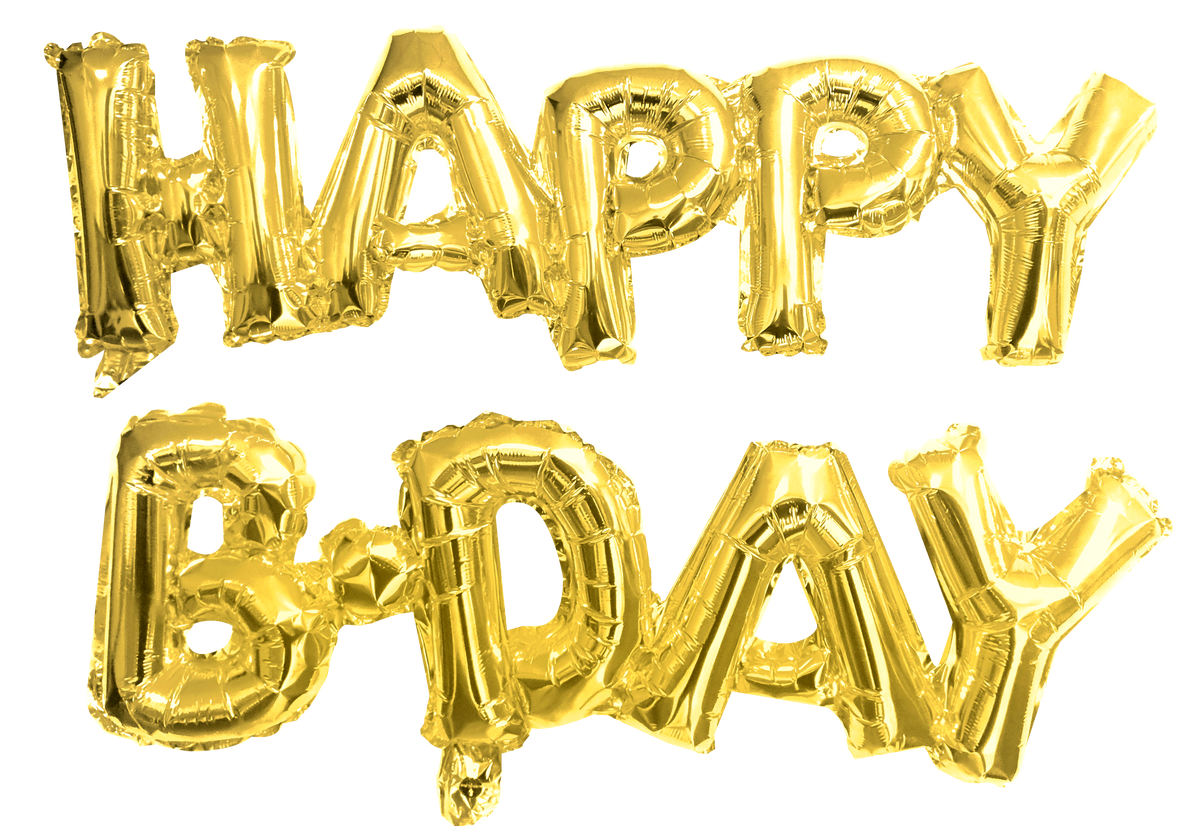 Happy Birthday Cursive Gold Balloon | 2 Count