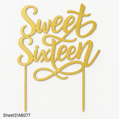 Mirrored Gold Sweet Sixteen Cake Topper