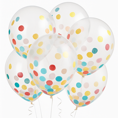 Festive Confetti Latex Balloons - 12-inch, Pack of 6