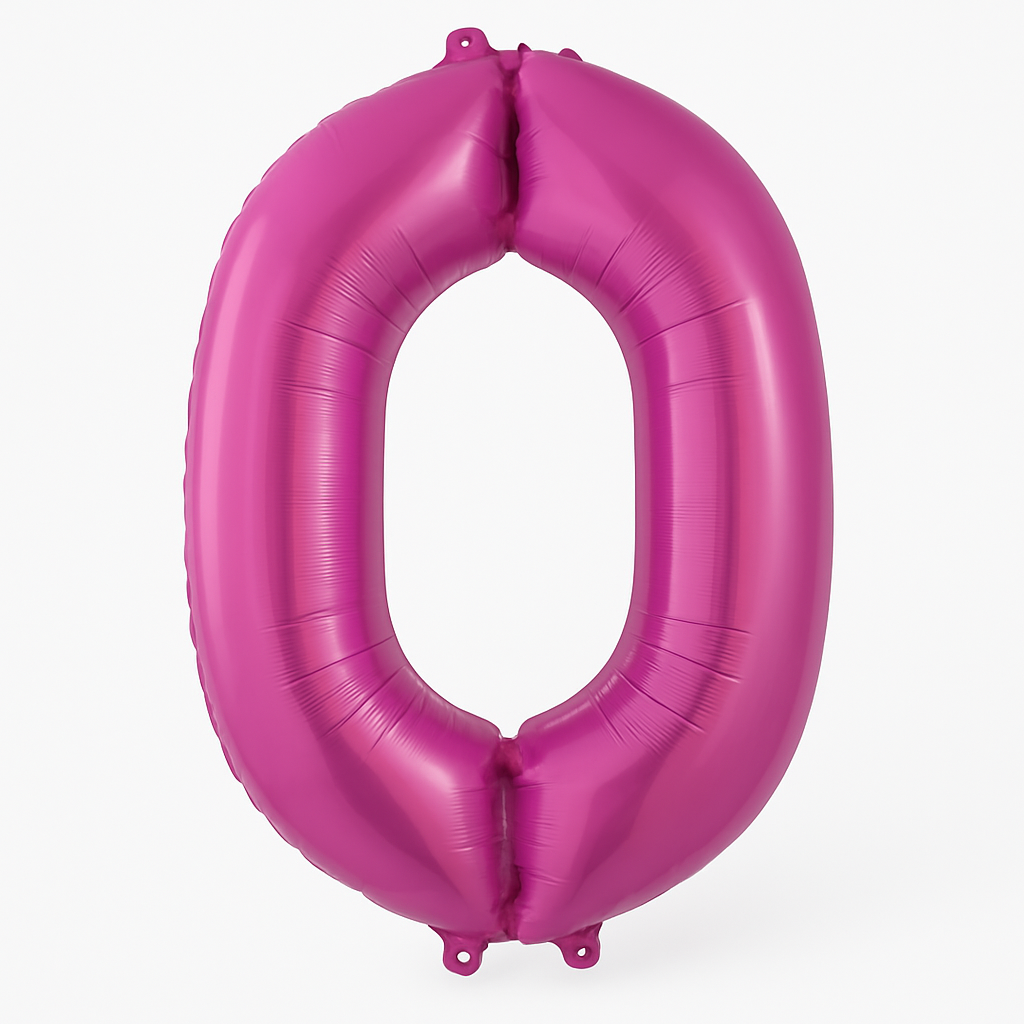 Bright Pink Foil Number 0 Balloon