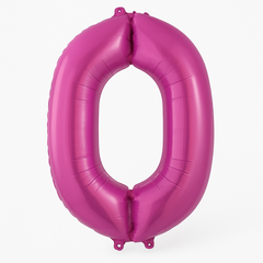 Bright Pink Foil Number 0 Balloon