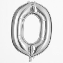 Silver Foil Number 0 Balloon