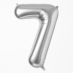 Silver Number 7 Foil Balloon - Large Metallic