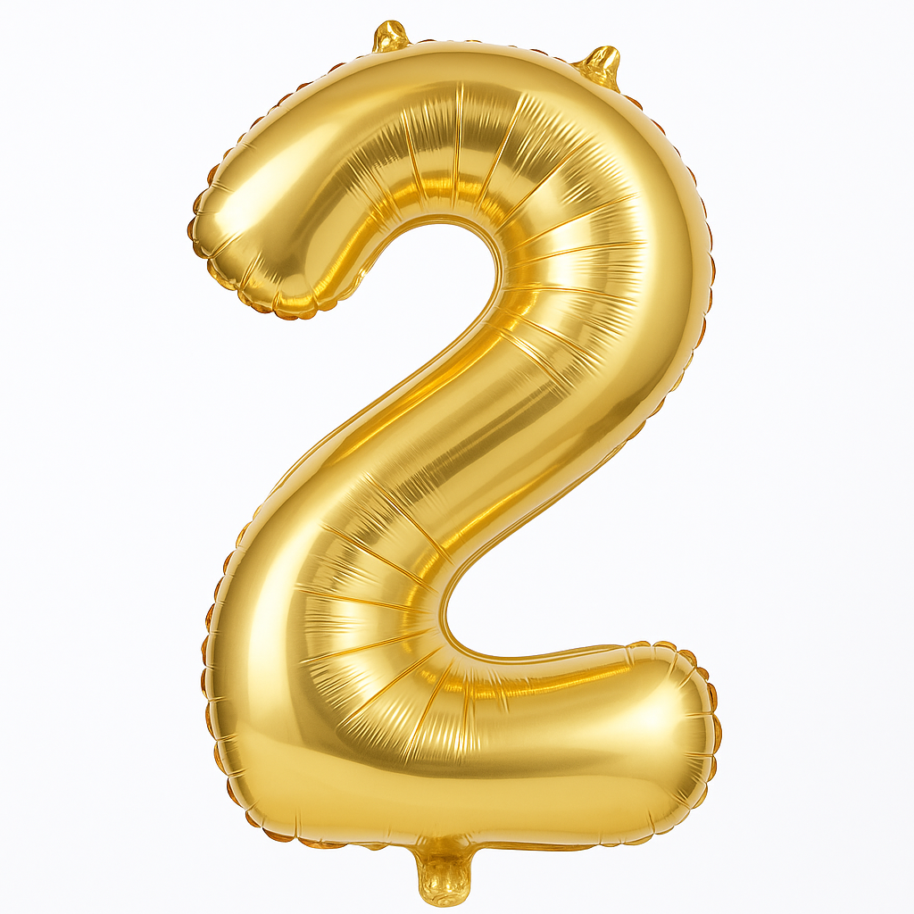 Metallic Gold Number 2 Foil Balloon