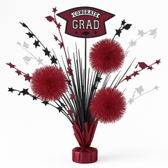 Maroon "Congrats Grad" Tinsel Burst Centerpiece & Balloon Weight, 18-Inch