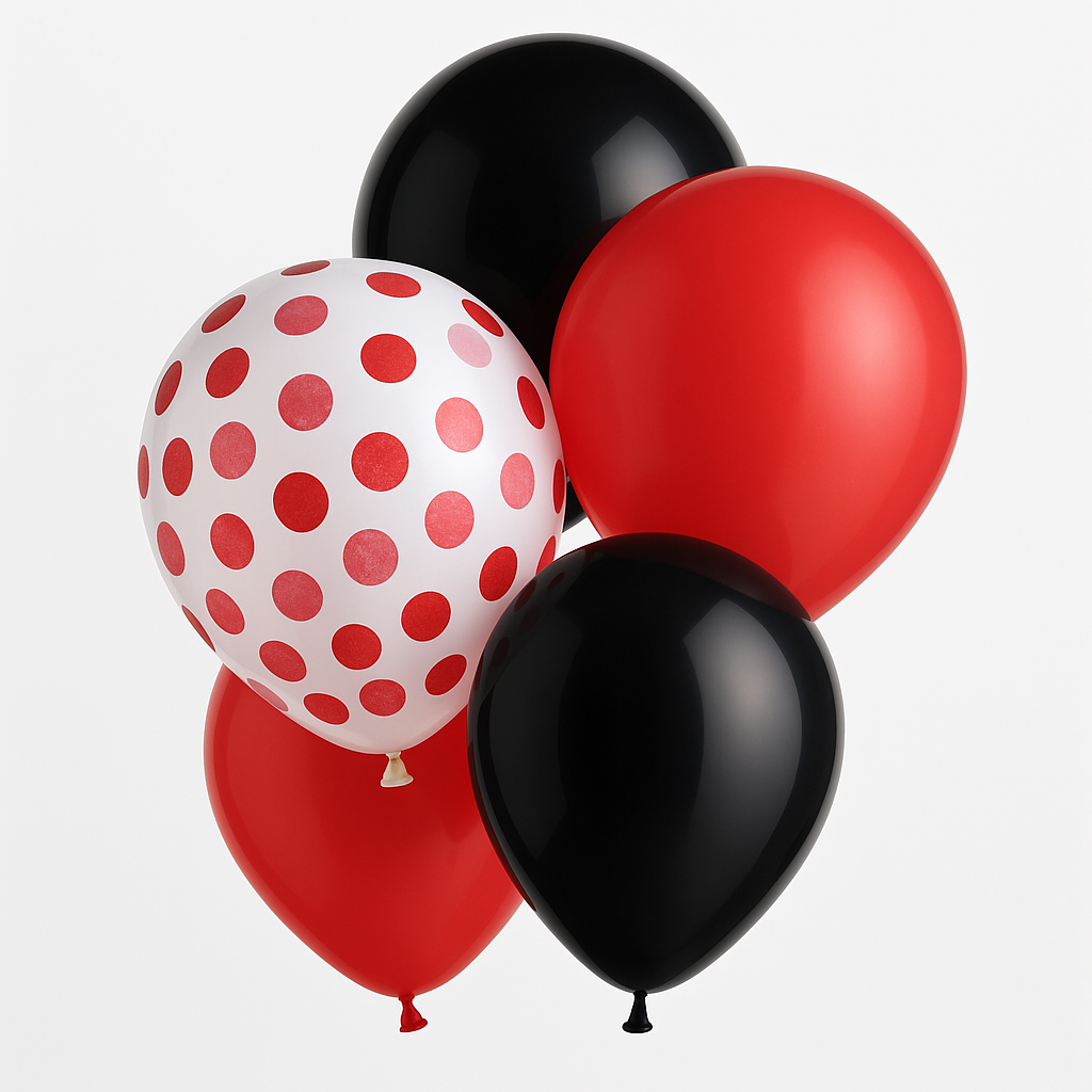 Festive Graduation Latex Balloons - Red & Black Mix (15 Pack)