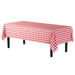 54 In. x 300 Ft. Cut to Size Plastic Table Cover  | Red Gingham | Case of 4