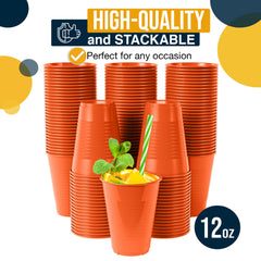 Little Gym - 12 Oz. Orange Plastic Cups | 100 Count