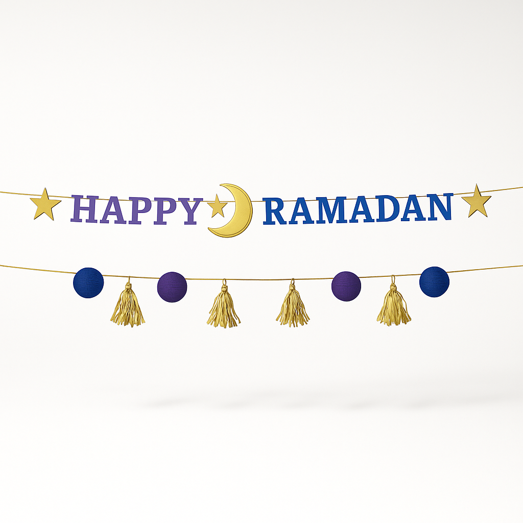 "Happy Ramadan" Letter Banner Kit with Mini Garland