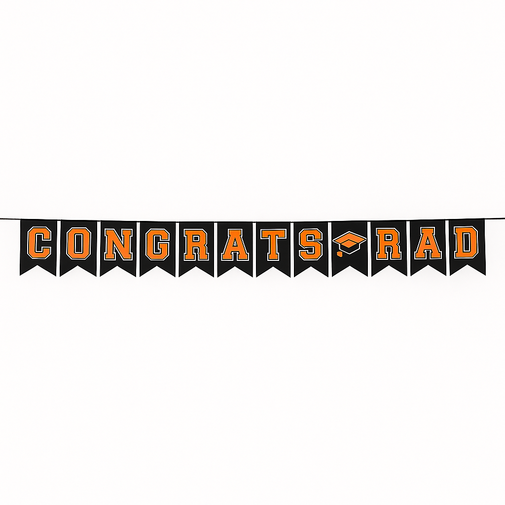 Orange Graduation Pennant Banner