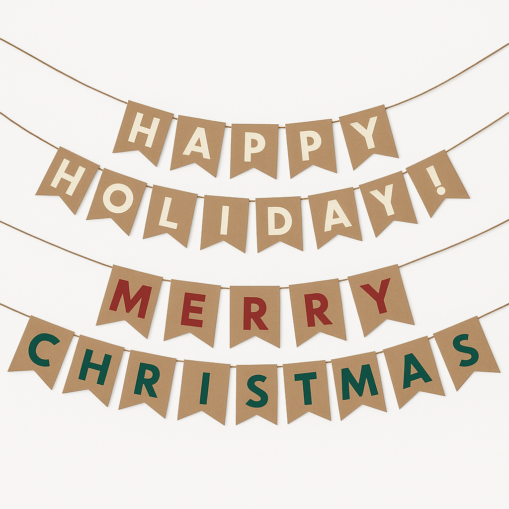 Festive Christmas and Holiday Letter Banner Set