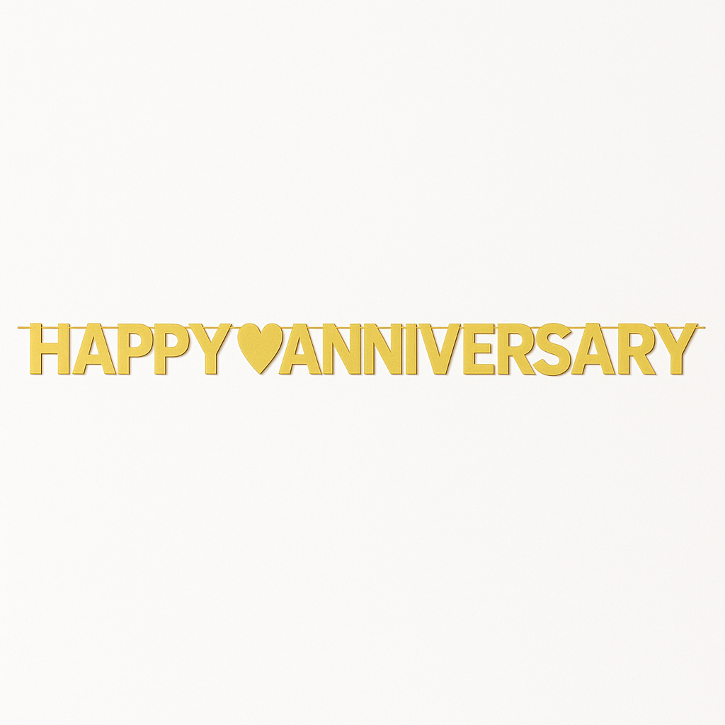 Gold Happy Anniversary Letter Banner