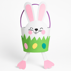 Bunny Felt Easter Basket Pail - White/Pink, 17"