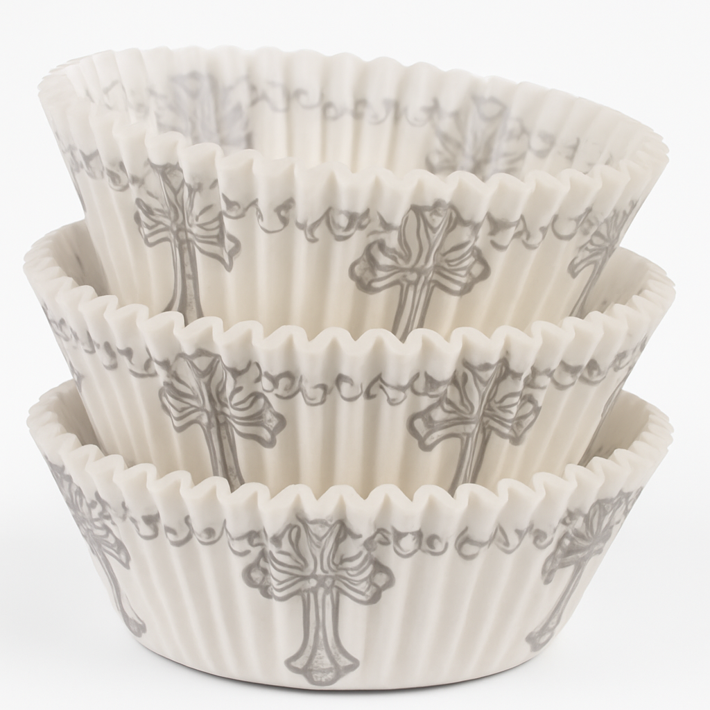 Religious Cupcake Baking Cups with Cross Design, 75-Pack