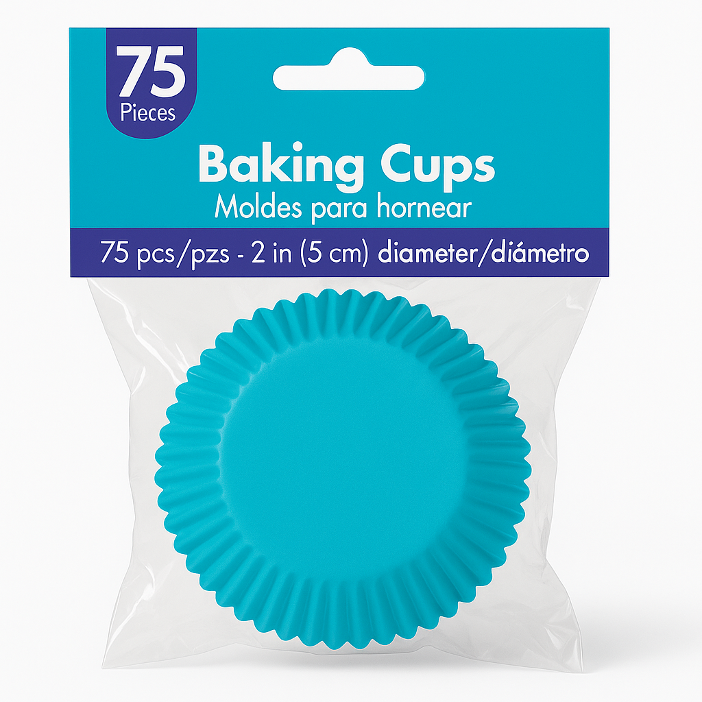 Caribbean Blue Baking Cups - 75 Pack