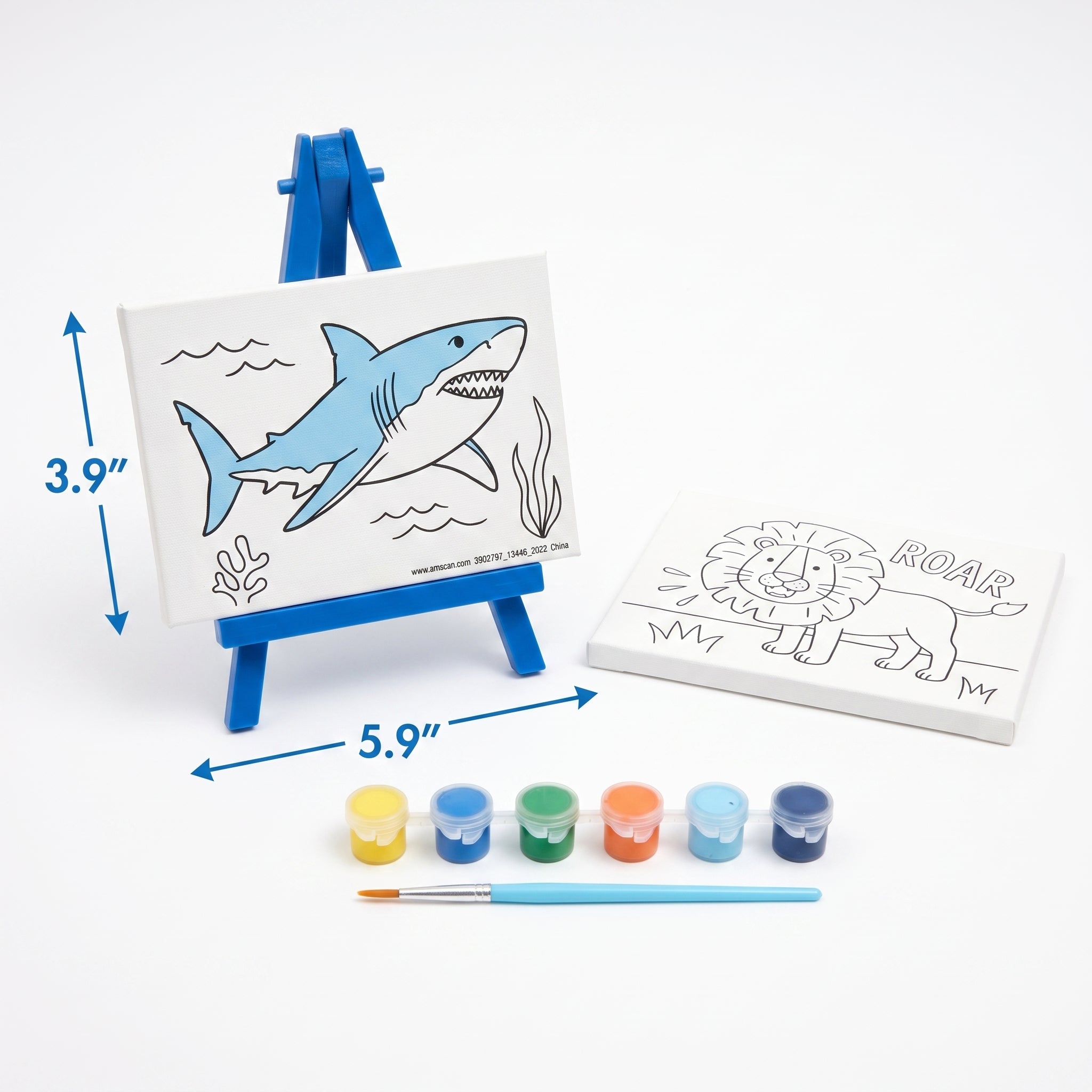 Safari & Sea Animal Canvas Paint Kit with Easel