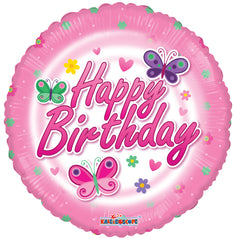 Bv Birthday Pink Butterflies Balloon