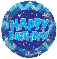 Happy Birthday Blue Holo Balloon