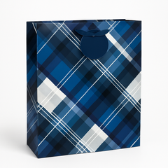 Classic Men's Plaid Large Matte Gift Bag