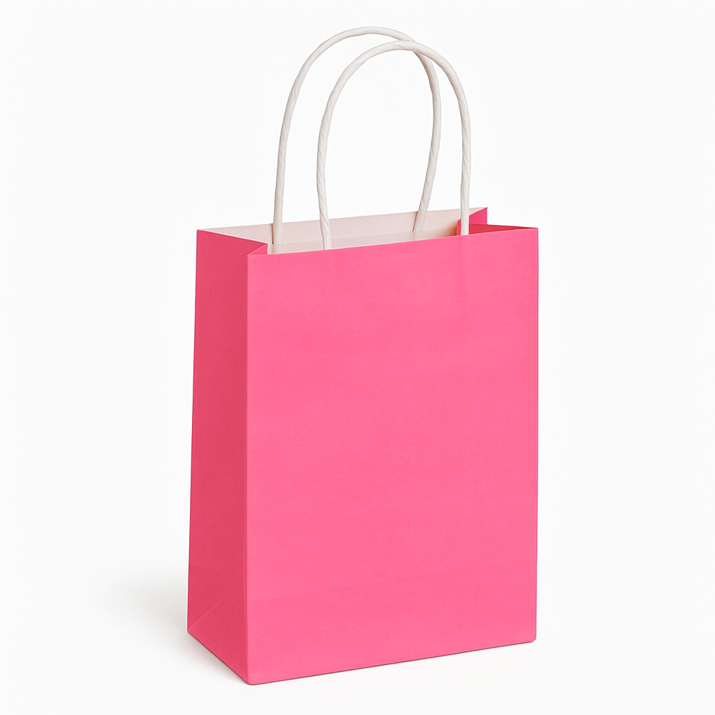 Bright Pink Small Kraft Gift Bag