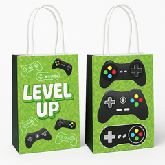 Level Up Customizable Kraft Gift Bags for Kids' Birthday Party