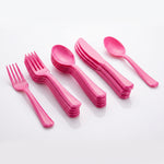 Bright Pink Assorted Plastic Cutlery Set - 7.5 in. - 24 Pack
