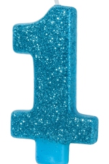 Giant Blue Glitter Number 1 Birthday Candle - 5"