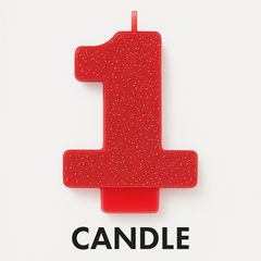 Red Glitter Number 1 Birthday Candle