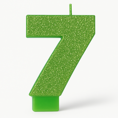 Kiwi Glitter Number 7 Birthday Candle