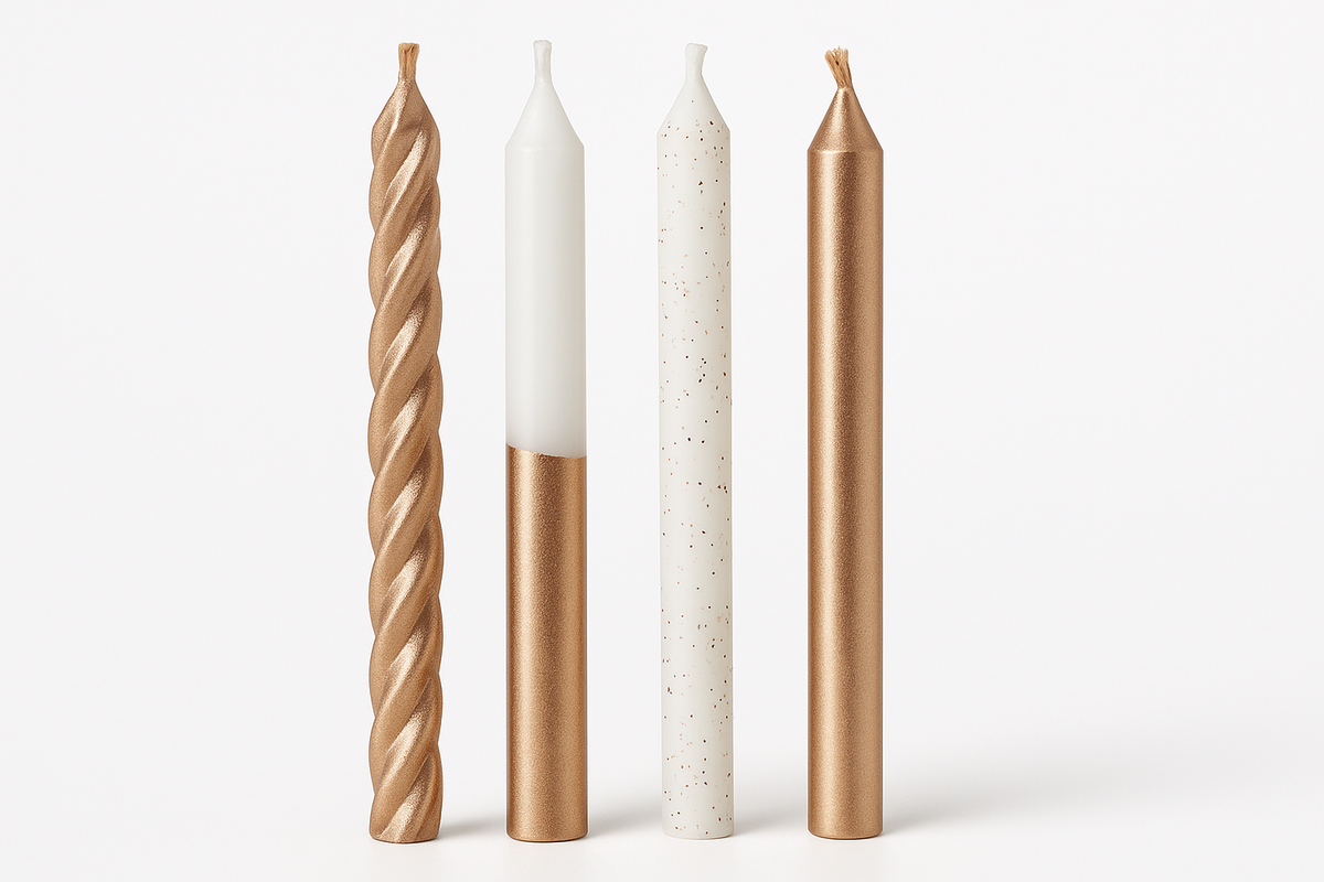 Metallic Rose Gold & White Birthday Candle Set