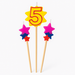 Star Number 5 Birthday Candle Set with Picks