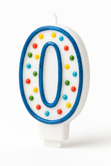 Polka Dot Number 0 Birthday Candle