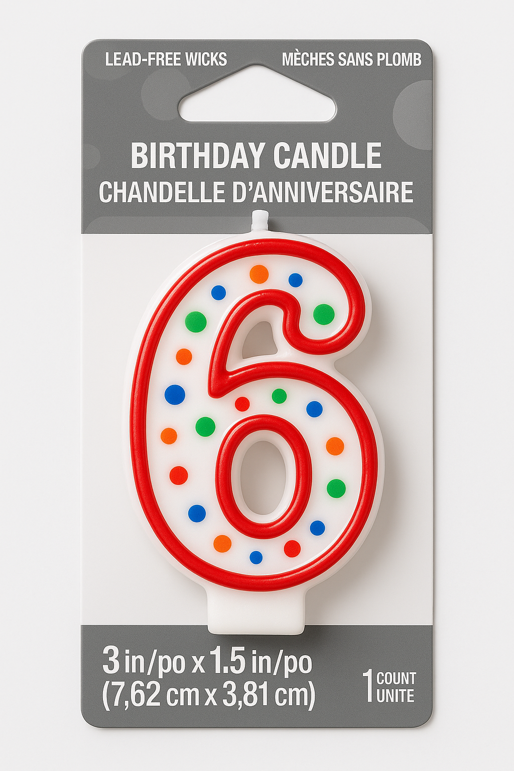 Colorful Polka Dot Number 7 Birthday Candle