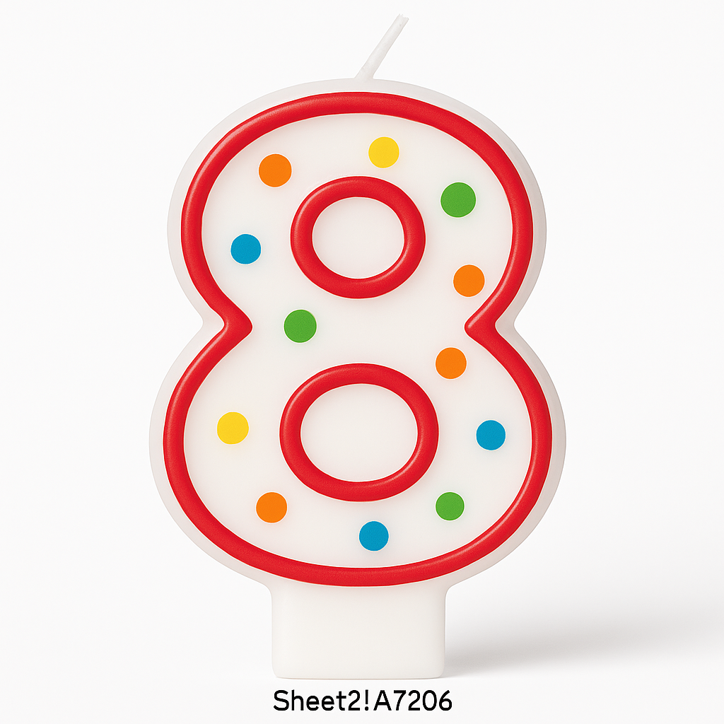 Colorful Polka Dot Number 7 Birthday Candle