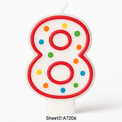 Colorful Polka Dot Number 7 Birthday Candle