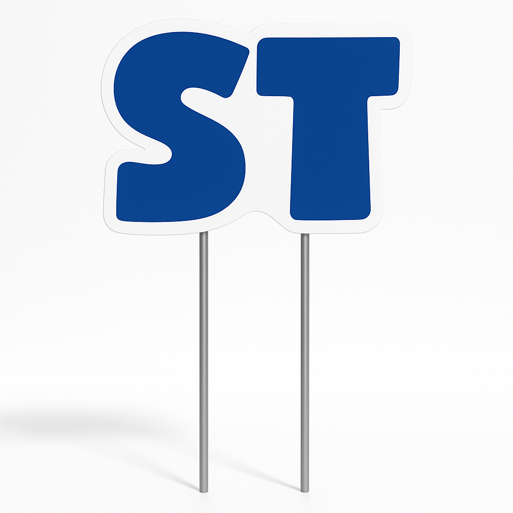 Blue "ST" Lawn Sign for Birthdays