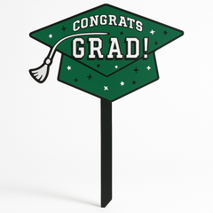 Festive Green "Congrats Grad" Lawn Sign with Stake