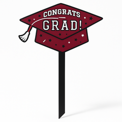 "Congrats Grad" Maroon Graduation Lawn Sign