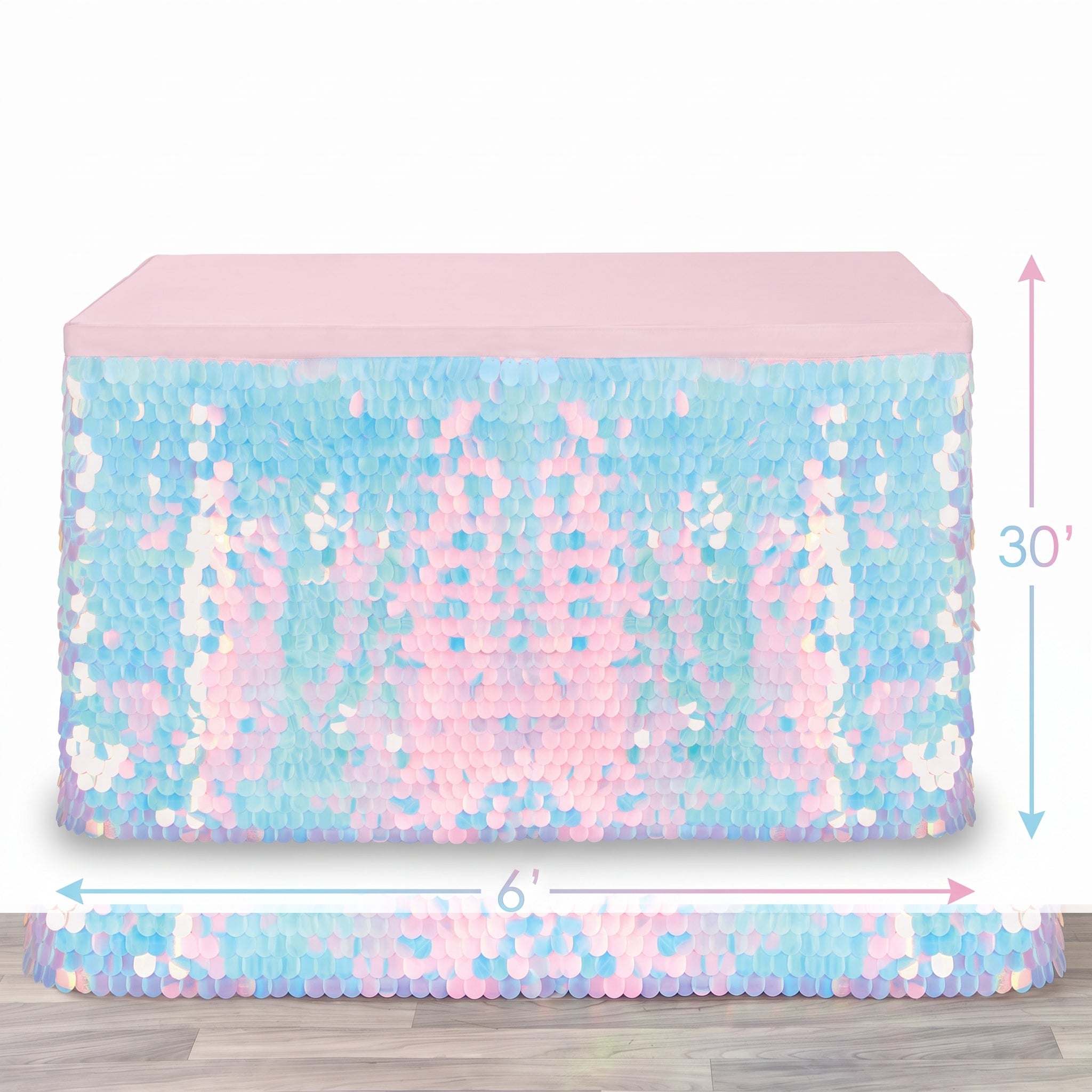 Luminous Iridescent Sequin Table Skirt for Kids' Parties