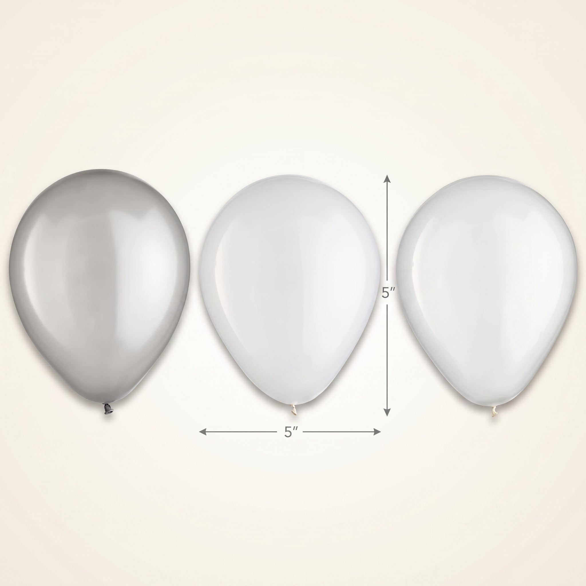 Platinum Assorted 5-Inch Latex Balloons - 25 Pack