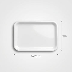 Elegant White Rectangular Plastic Serving Tray - 9" x 14.25"