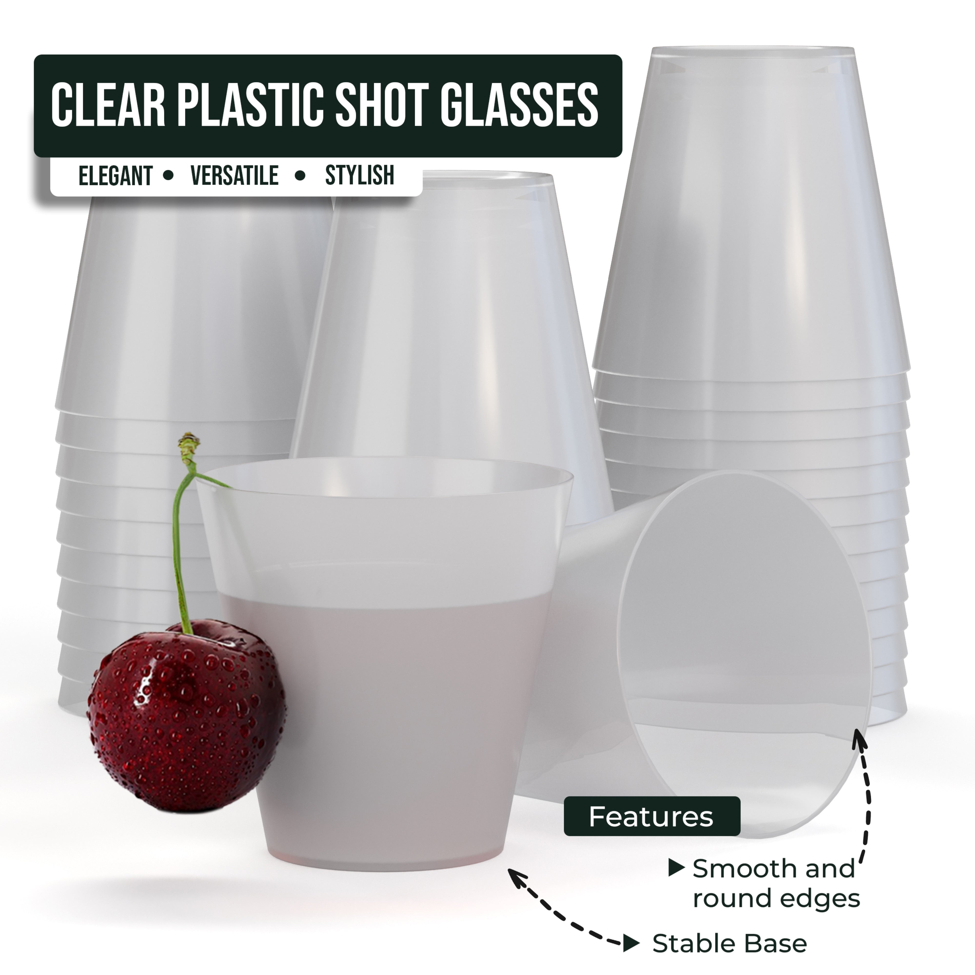 2 Oz. White Pearl Plastic Shot Glasses | 100 Count