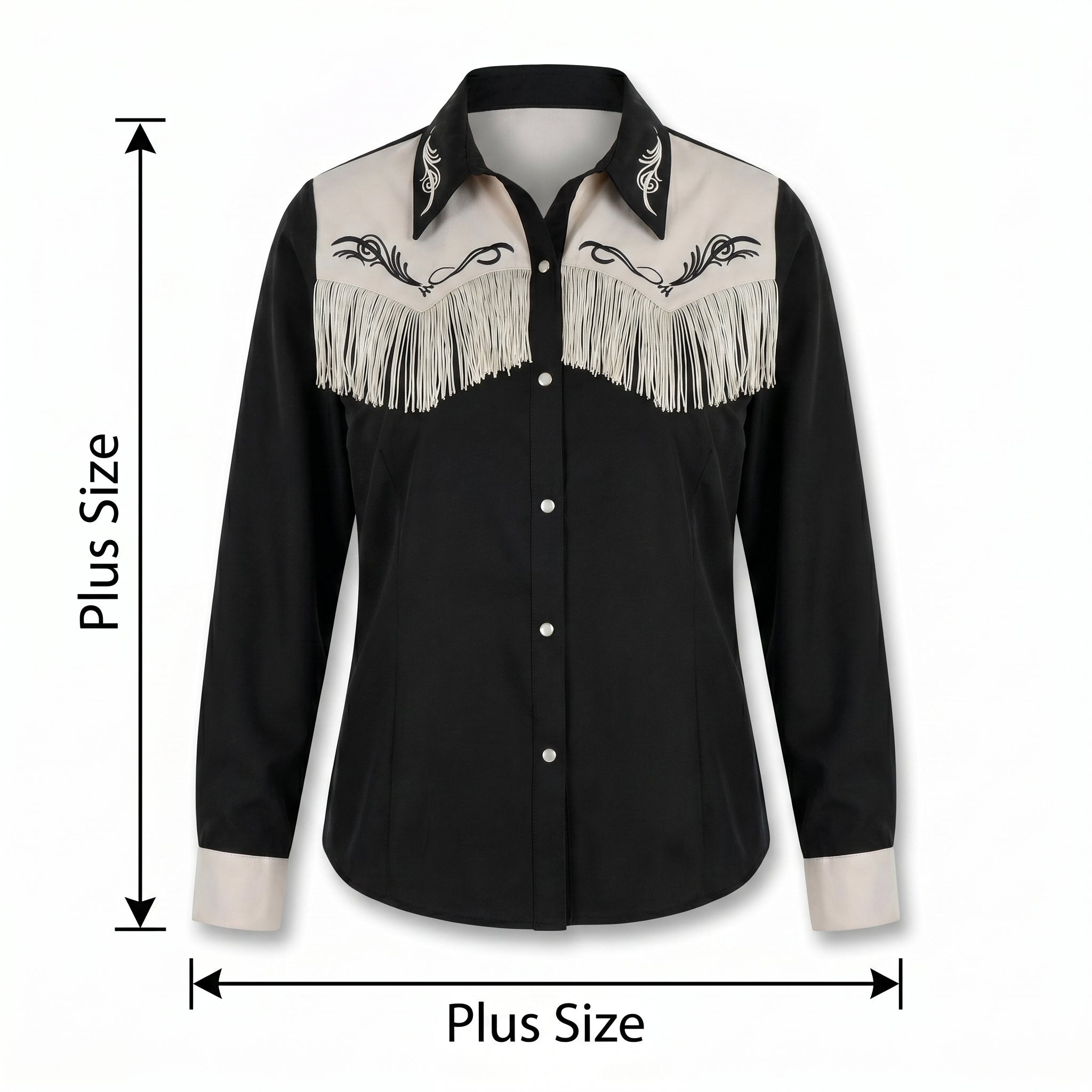 Women's Plus Size Western Fringe Shirt - Halloween Costume Accessory
