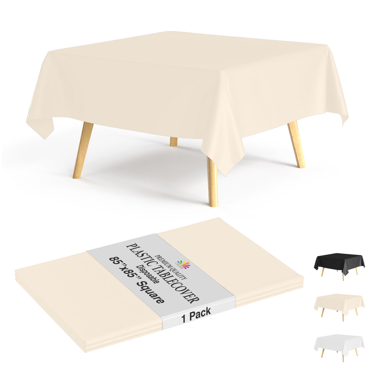 Premium Square Ivory Table Cover 85" x 85" | 1 Pack