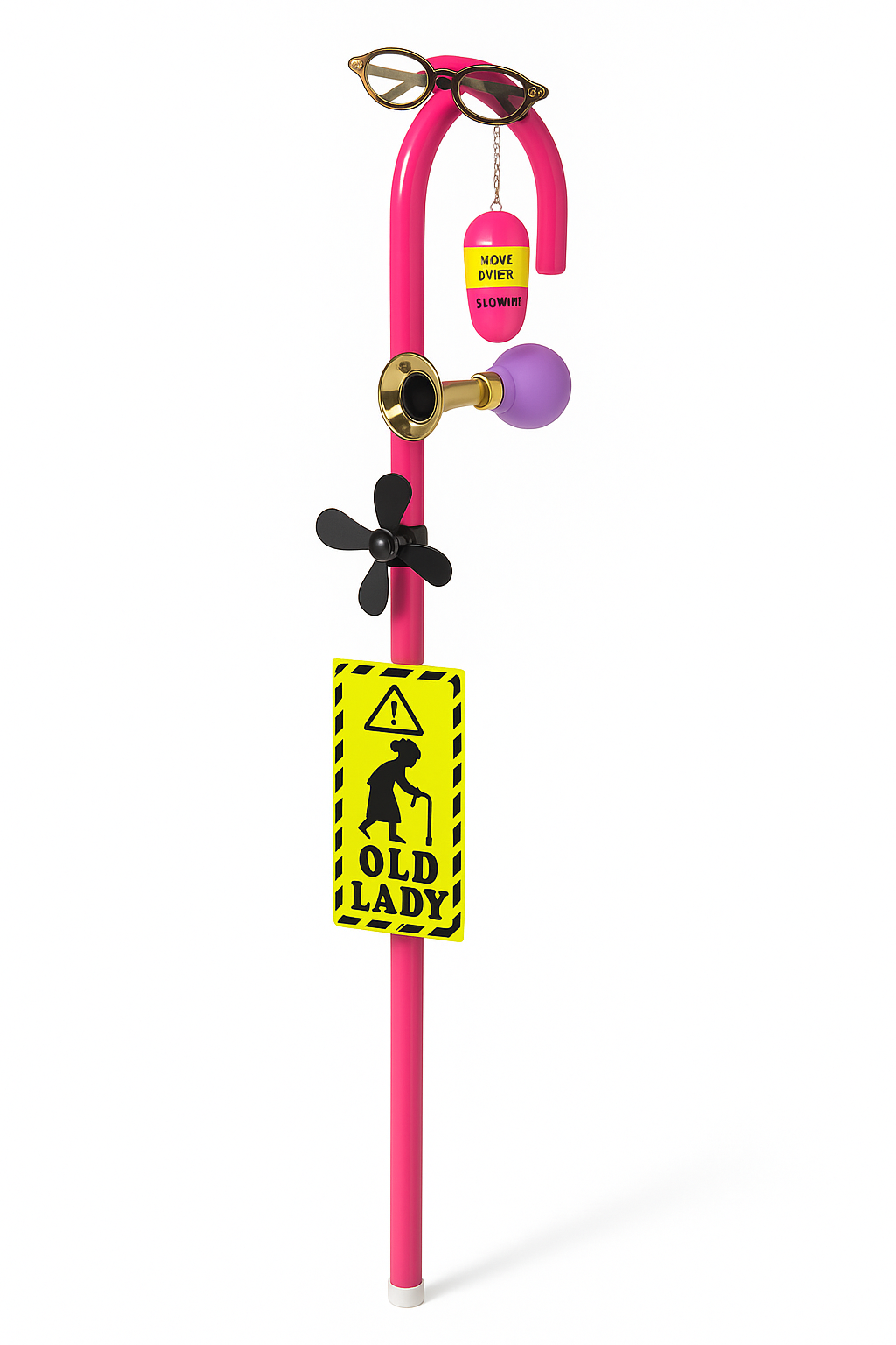 Over the Hill "Old Lady Approaching" Novelty Cane with Fun Accessories