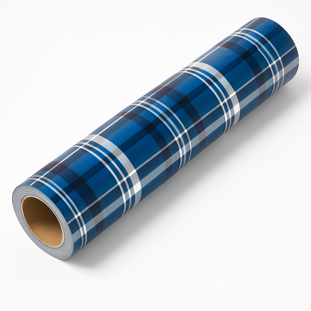 Classic Blue Plaid Gift Wrap Roll