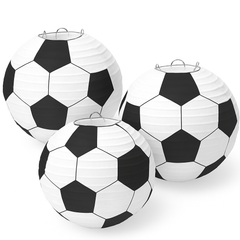 Soccer Paper Lantern Hanging Decorations - 13-Inch, 3-Pack