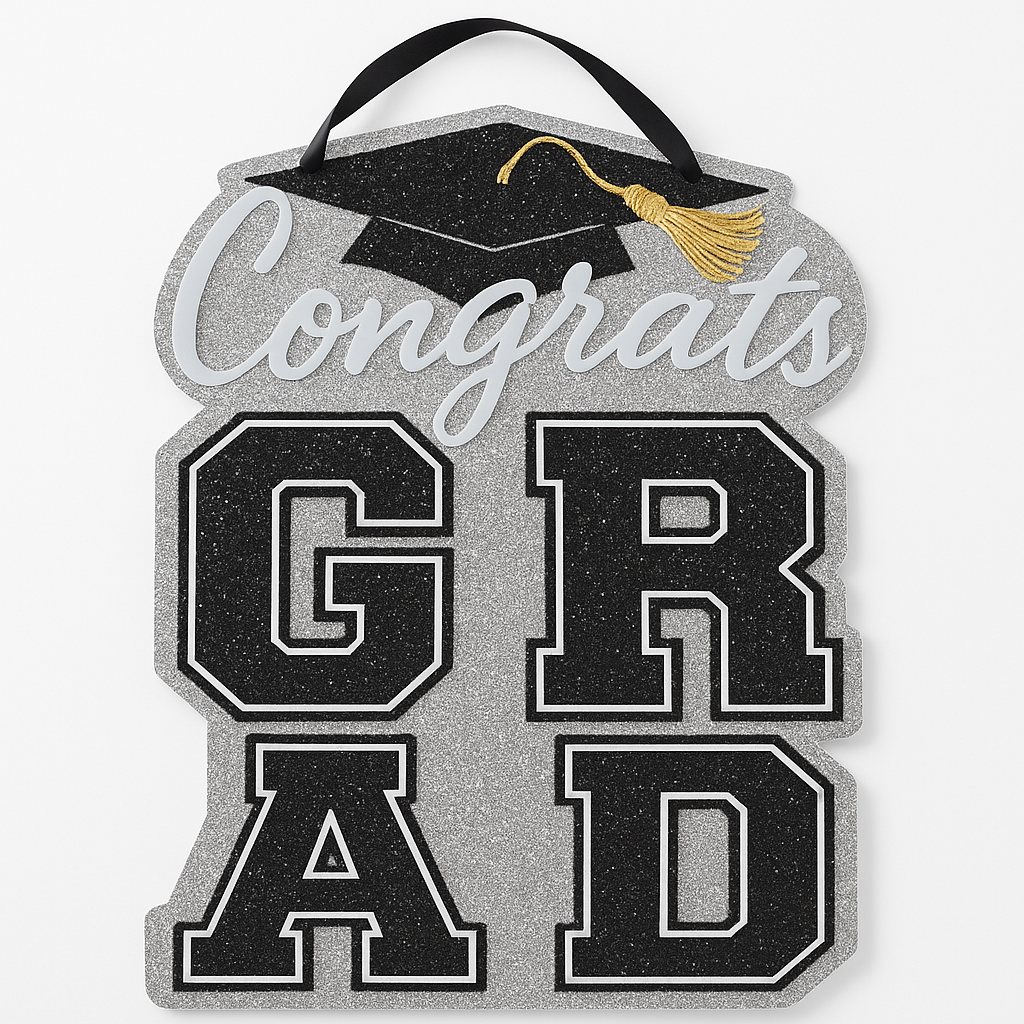 Glittery "Congrats Grad" Hanging Sign Decoration