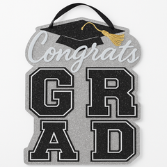 Glittery "Congrats Grad" Hanging Sign Decoration